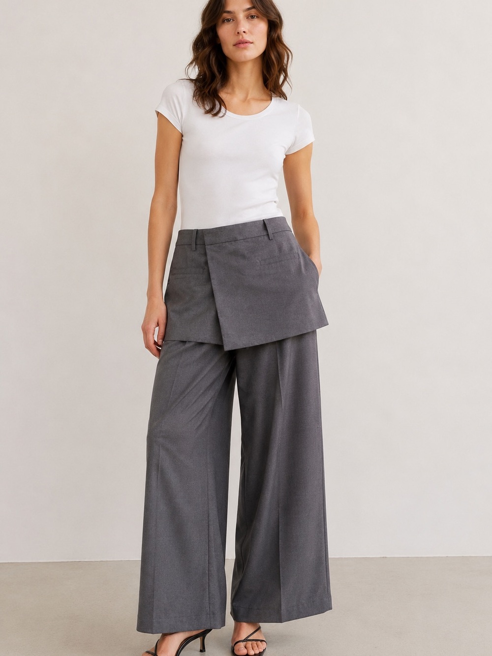 Urban Revivo Grey Wide Leg Skirt Pants | US 8 | NWT